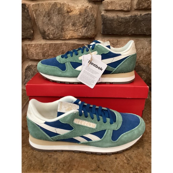 Reebok Other - Reebok Classic Leather Unisex Blue Green Chalk Running Shoes 100245034 M10 W11.5